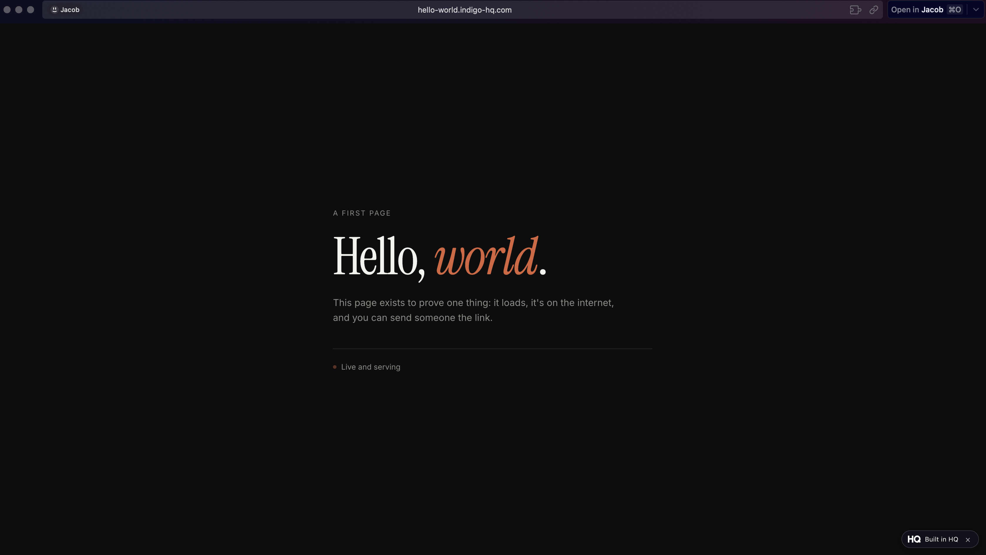 A live website published with HQ Deploy.